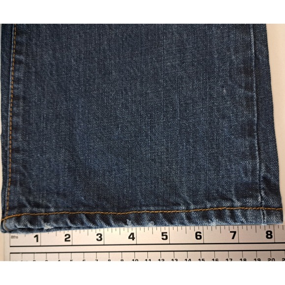 Gap Denim Straight Fit Blue Jeans Mens 33x28 Distressed Holes Grunge Worn - Picture 12 of 14